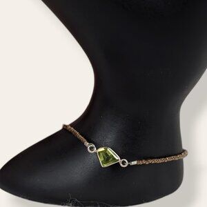 V. Sterling Silver Peridot Beaded Bracelet